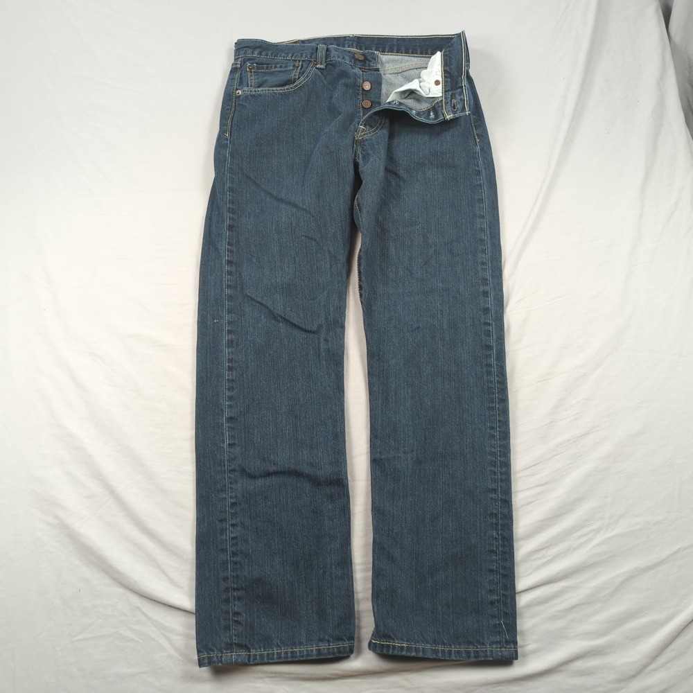 Levis 501 Jeans Mens 32x30 Blue Button Fly Classic American Casual Western